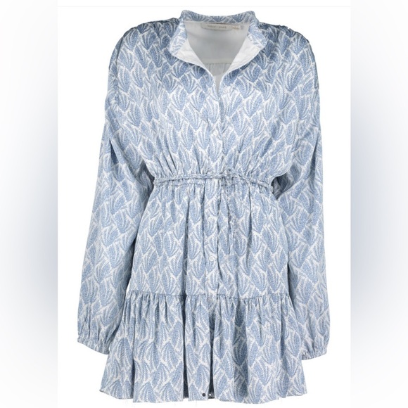 Anthropologie Bishop + Young Boho Tiered Button Down Dress with Belt Long Sleeve - Picture 3 of 8